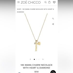 ZOE CHICCO 14K MAMA CHARM NECKLACE WITH HEART & DIAMOND